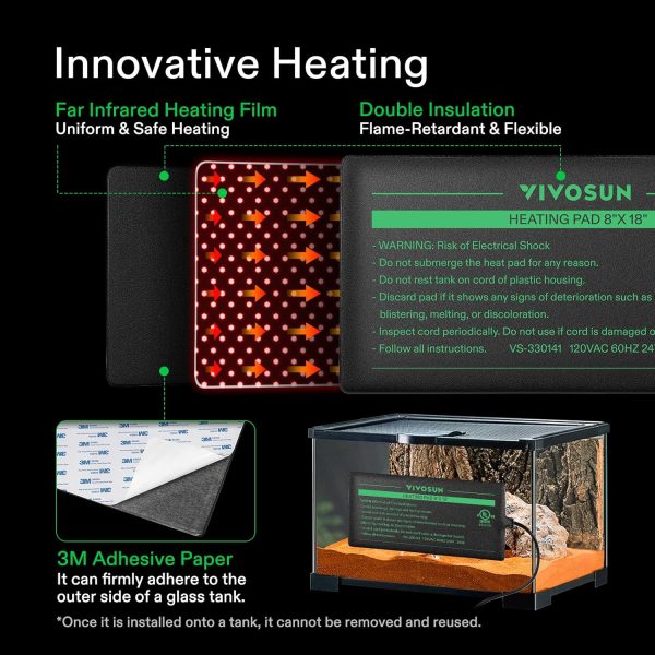 VIVOSUN Reptile Heating Pad 8x12 Inch with Thermostat Combo Under Tank Terrarium Heating Mat for Turtles, Lizards, Frogs, and Other Reptiles - Image 2