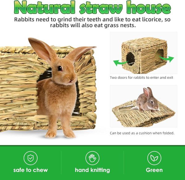 Bunny Grass House-Hand Made Edible Natural Grass Hideaway Comfortable Playhouse for Rabbits, Guinea Pigs and Small Animals to Play,Sleep and Eat - Image 3