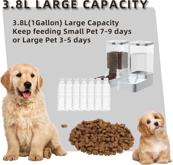 Gravity Pet Feeder and Water Dispenser Set, Automatic Dog Feeder and Dog Water Dispenser for Dogs Cats Pets Animals Large Capacity(3.8L) - Image 3