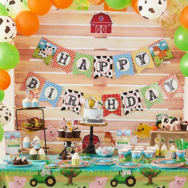 WERNNSAI Farm Party Plates Napkins Set- 48PCS Barnyard Farm Animals Tableware Party Supplies for Kids Birthday Disposable Dinnerware Dessert Plates Luncheon Napkins Serves 16 Guests - Image 6