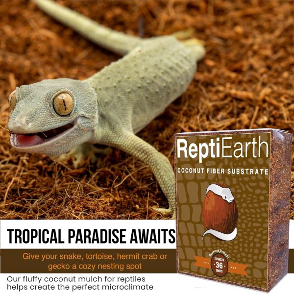 ReptiEarth Reptile Bedding, Fluffy Coconut Fiber Substrate 36 Quart Organic Coco Ready to Use for Bioactive Snake Terrarium, Lizard Tanks with Plants, for Frog, Tarantula or Hermit Crab Habitat (4 Pk) - Image 3