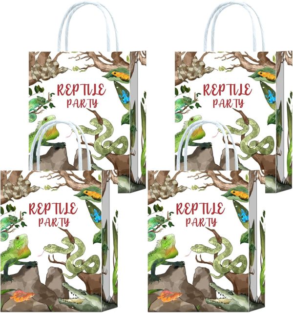 16 Pieces Reptile Goodie Bags for Reptile Birthday Party Supplies,Lizard Snake Crocodile Gift Snacks Treat Candy Party Favors Bags for Kids Adults Reptile Theme Party Decorations