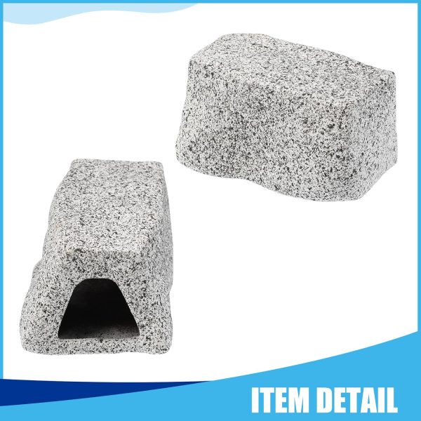 Aquarium Hideaway Rock Cave, Ceramic Fish Tank Decoration Stone for Aquatic Pets, 3.15x2.20x1.77inch, (Gray) - Image 4