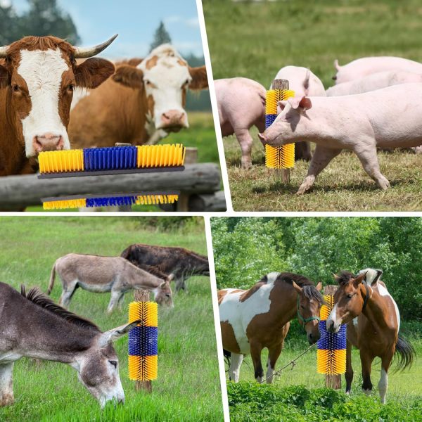 2PCS Livestock Scratch Brushes, Horse Scratcher Full Massage Brush Kit, Relieve Itching on Back, for Horse, Cattle, Sheep, Pig, Yellow - Image 3