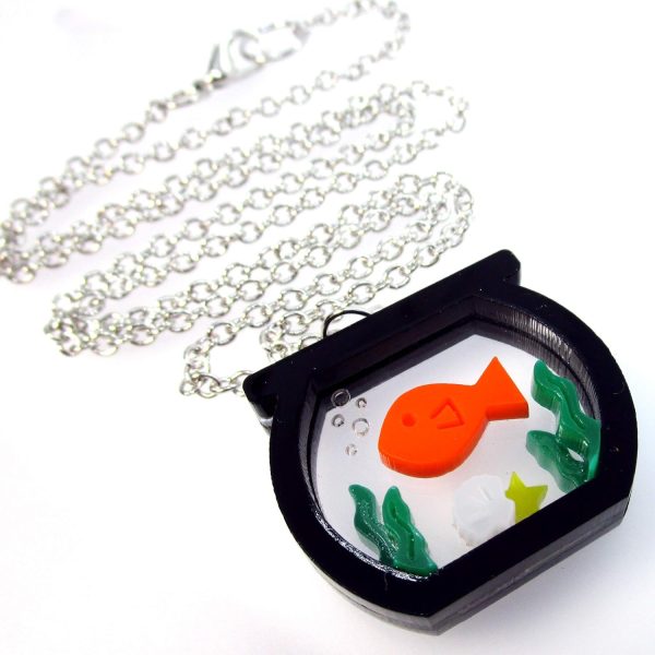 Unique Goldfish Fish Bowl Aquarium Statement Pendant Necklace, Funny Jewelry for Aquatic Pet Fishbowl Enthusiast - Image 4