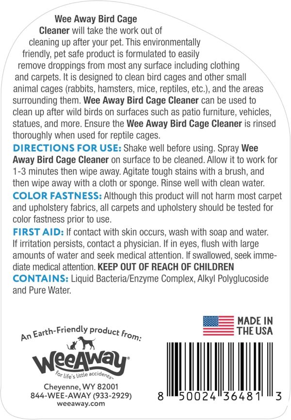 Bird Cage Cleaner and Bird Poop Remover, Made in USA, Natural Pet Enzyme Cleaner for Car, Cage, Birdbath (16oz) - Image 9