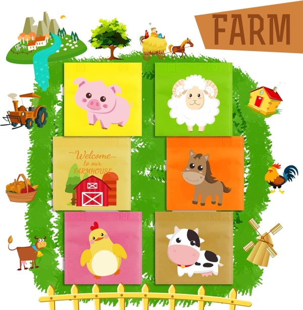 BANBALLON Farm Animal Party Favor Bags Barnyard Birthday Goodie Treat Bags Reusable Gift Bags for Farm Theme Birthday Party Classroom Baby Shower Supplies, Pack of 24 - Image 3