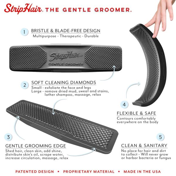 StripHair Gentle Groomer - Original for Horses Dogs 6-in-1 Shedding Grooming Massage (Black) - Image 3