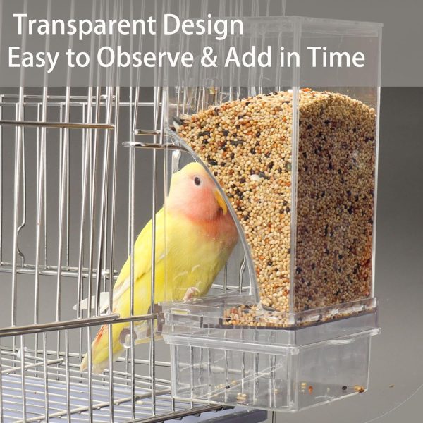 No Mess Bird Feeder Water Dispenser Set, Automatic Parrot Feeder for Cage Transparent Acrylic Food Container Drinker Cage Accessories Parakeet Cockatiel Lovebird Finch - Image 6