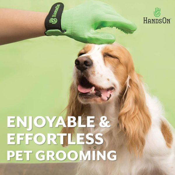 H HANDSON Pet Grooming Gloves - Patented #1 Ranked, Award Winning Shedding, Bathing, & Hair Remover Gloves - Gentle Brush for Cats, Dogs, and Horses (Grey, Small) - Image 2