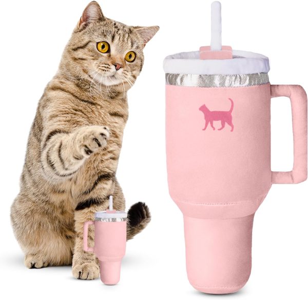 Kitty Cup Tumbler Cat Toy – Cute Cat Toy with Catnip, Crinkle Cat Toys for Cat Birthdays or Christmas, Funny Cat Toys for Kittens (Pink Peach Dust)