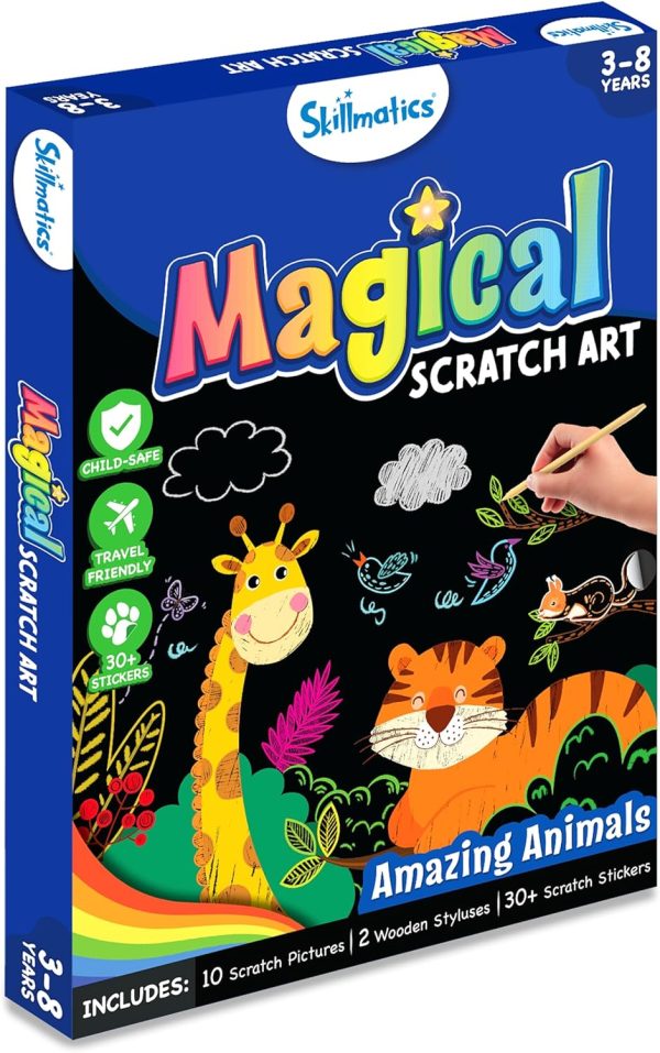 Skillmatics Magical Scratch Art Book for Kids - Animals, Craft Kits, Stocking Stuffers, DIY Activity & Stickers, Christmas Gifts for Toddlers, Girls & Boys Ages 3, 4, 5, 6, 7, 8 - Image 8