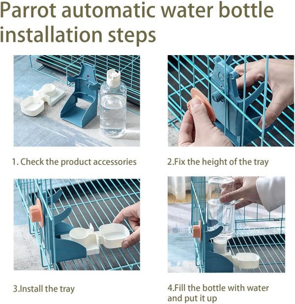 No Mess Bird Feeder Water Dispenser Set, Automatic Parrot Feeder for Cage Transparent Acrylic Food Container Drinker Cage Accessories Parakeet Cockatiel Lovebird Finch - Image 5