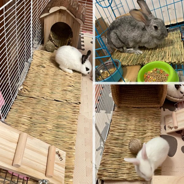 2 PCS Rabbit Grass Mats, Natural Straw Hay Woven Rabbit Bed Cage Mats Pet Handmade Bedding, Sleeping Chewing Nesting and Toys for Hamster Bunny Chinchilla Bird and Other Small Animal (2Pcs) - Image 7