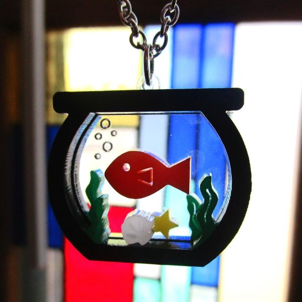 Unique Goldfish Fish Bowl Aquarium Statement Pendant Necklace, Funny Jewelry for Aquatic Pet Fishbowl Enthusiast - Image 5