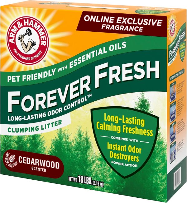 Arm & Hammer Forever Fresh Clumping Cat Litter Cedarwood, MultiCat 18lb, Pet Friendly with Essential Oils, (Pack of 1) - Image 15