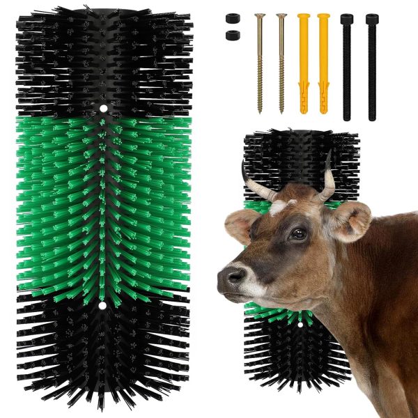 Livestock Scratch Brush with 4 Screws – Cattle and Horse Grooming Brushes, Itch Relief for Horse, Goat, Cattle，Cow,Sheep， and Pig,Livestock Supplies – Black & Green