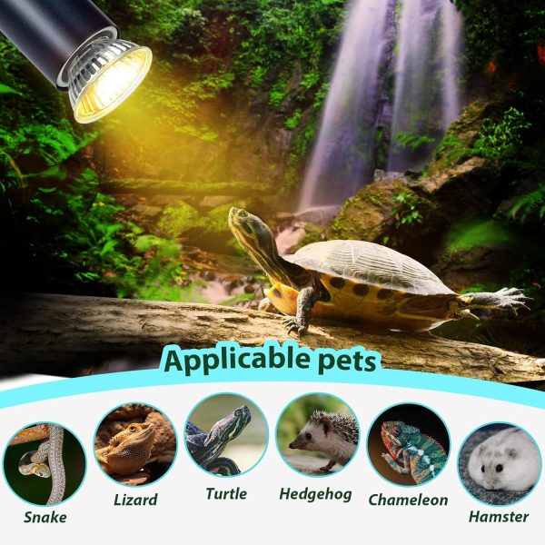 Reptile Heat Lamp Bulbs UVB Reptile Light for Aquatic Turtles, Tortoises, Lizards, Bearded Dragons, Hedgehogs, Amphibians & Reptiles (50, Watts) - Image 3