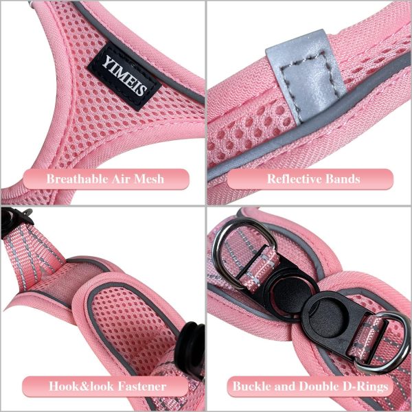 YIMEIS Dog Harness and Leash Set, No Pull Soft Mesh Pet Harness, Reflective Adjustable Puppy Vest for Small Medium Large Dogs, Cats (Pink, X-Small (Pack of 1) - Image 3