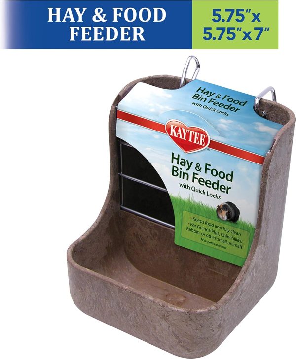 Kaytee Hay & Food Bin Feeder With Quick Locks For Pet Rabbits, Chinchillas, Guinea Pigs and Other Small Animals - Image 2