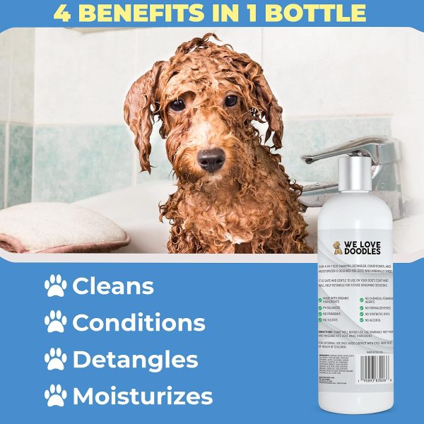 USDA Organic Dog Shampoo, Conditioner & Detangler - Best Shampoo for Goldendoodles, Poodles & Doodles - for Matted Pet Hair - Sensitive Skin Shampoo for Puppies - Made in The USA, 16OZ (Lavender) - Image 3