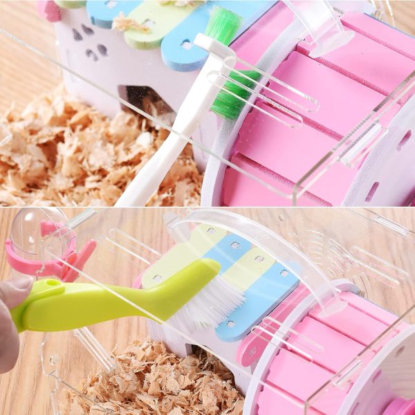 Pet Cage Cleaner Set for Rabbit Cages Guinea Pig Hamster Cat Ferret Birds Parrot Chinchilla for Small Animals Pet Playpen Bedding Cleaning Brush Dustpan and Broom Foam Sponge - Image 3