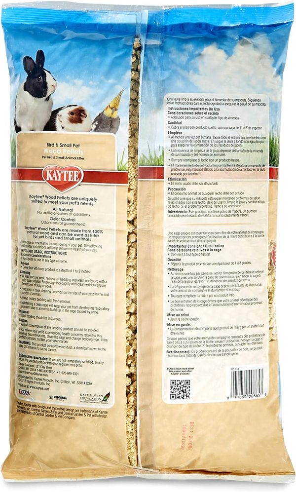 Kaytee Wood Pellets Pet Bird & Small Animal Litter for Ferrets, Guinea Pigs, Rats, Chinchillas, Hamsters, Gerbils, Rabbits, Mice, Hedgehogs and Dwarf Hamsters, 4.9 Liter, 8 Pound Bag - Image 2