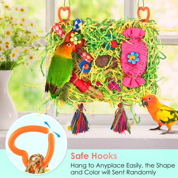 KATUMO Bird Toys, Parakeet Toys Large-Sized Grass Mat with Various Colorful Parrot Foraging Shredder Hanging Toys Conure Climb Hammock Toys for Birds - Image 5