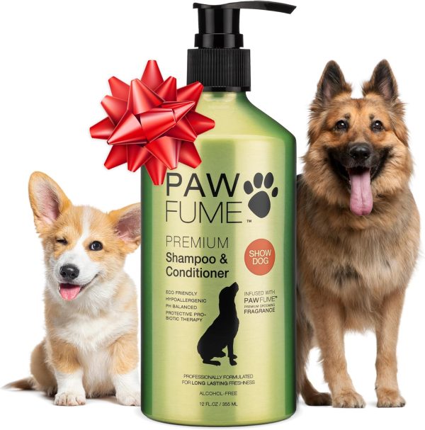 Pawfume Dog Shampoo and Conditioner – Hypoallergenic Dog Shampoo for Smelly Dogs – Best Dog Shampoos & Conditioners – Probiotic Pet Shampoo for Dogs – Best Dog Shampoo for Puppies (Show Dog)