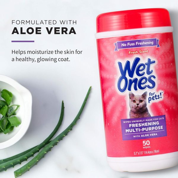 Wet Ones for Pets Cat Cleaning Wipes - Fresh Scent Cat Grooming Wipes with Aloe Vera - Safe Cat Hygiene Supplies - Cat Fur Cleaner - Cat Dander Wipes - Kitten Wipes - Pet Cleaning Supplies - 50 Count - Image 3