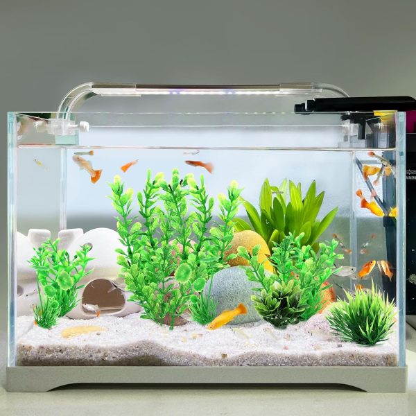 AQUANEAT Fish Tank Artificial Plants, Aquarium Plants Plastic, Green Fish Tank Decorations, 10pcs - Image 4