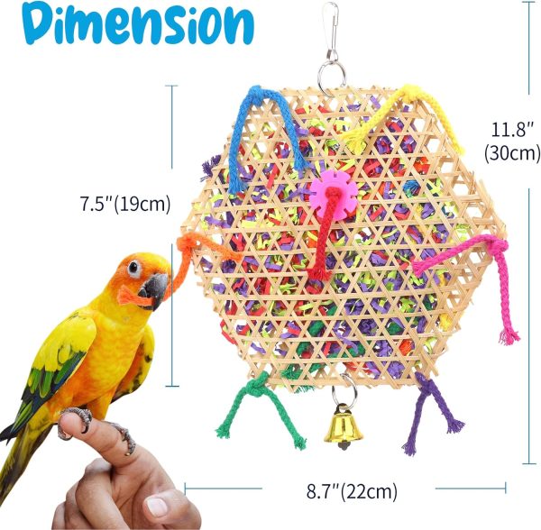 Bird Parrot Toys，2 Pack Bird Hanging Foraging Shredder Toys for Small Medium Small Bird Conure Cockatiel Parrotlet Lovebird Budgie - Image 3