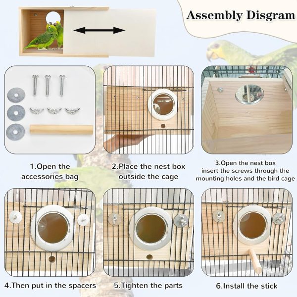 Parakeet Nesting Box Cockatiel Nesting Natural Pine Bird Nest Bird Breeding Box House Acrylic Transparent Bird Box with Detachable Wooden Board for Lovebirds Cockatiel Budgie Conure Parrot XL - Image 6