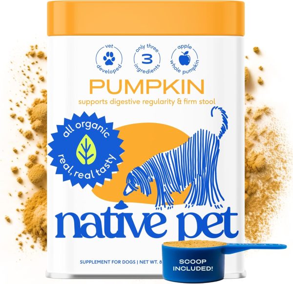 Native Pet Organic Pumpkin for Dogs (8 oz) - All-Natural, Organic Fiber for Dogs - Mix with Water to Create Delicious Pumpkin Puree - Prevent Waste with a Canned Pumpkin Alternative! (8 oz)