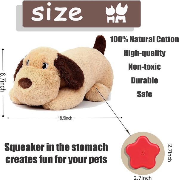 Dog Heartbeat Toy for Puppy Anxiety Relief, Heartbeat Stuffed Animal Heartbeat Plush Toy for Small, Medium, and Large Dogs (Beige) - Image 2