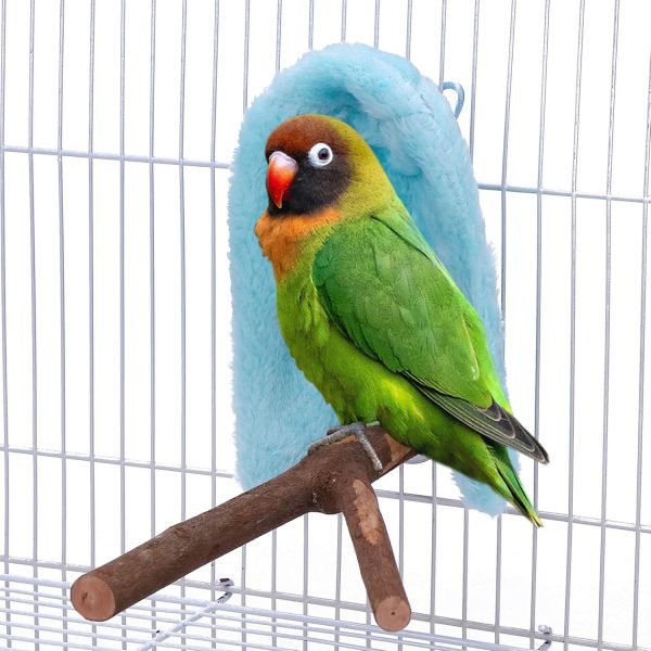 Comfort Corner Fleece Bird Blanket Parrot Cage Snuggle Hut Warm Bird Nest House Bed Hanging Hammock Toy for Parakeet Cockatiel Pigeon Small Animals Shelter Plush Bedding(Blue/M) - Image 7