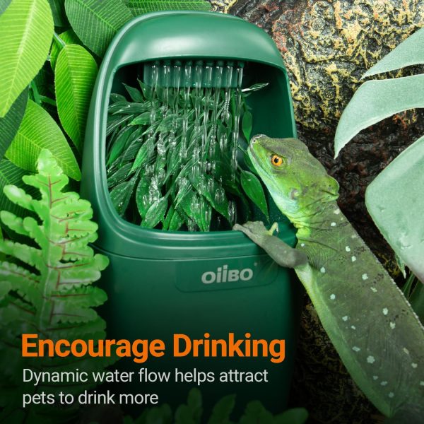 OiiBO Reptile Water Dispenser, Automatic Drinking Fountain Water Flow Adjustable Reptile Tank Waterfall for Lizard Bearded Dragon Chameleon, Ultra Quiet Amphibians Insects Terrarium Water Dripper - Image 2