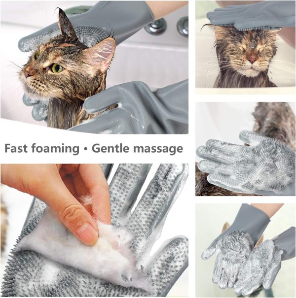 Pet Grooming Gloves - Gentle Dog Bathing Shampoo Brush - Massage Mitt with Enhanced Five Finger Design - Efficient Deshedding Glove for Dogs, Cats, Rabbits and Horses - 1 Pack - Image 5