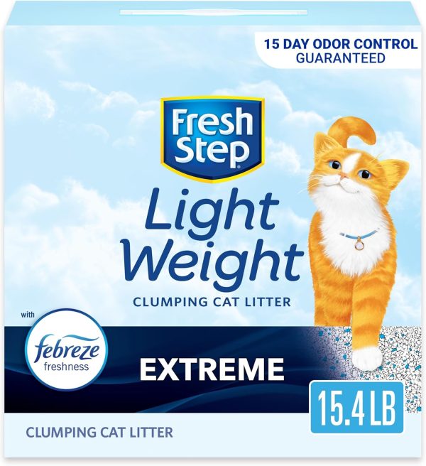 Fresh Step Light Weight Cat Litter Extreme With Febreze Freshness, Lightweight Clumping Litter, 15.4 lb. Box