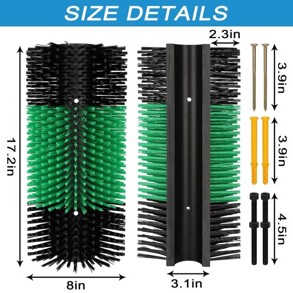 Livestock Scratch Brush with 4 Screws – Cattle and Horse Grooming Brushes, Itch Relief for Horse, Goat, Cattle，Cow,Sheep， and Pig,Livestock Supplies – Black & Green - Image 2