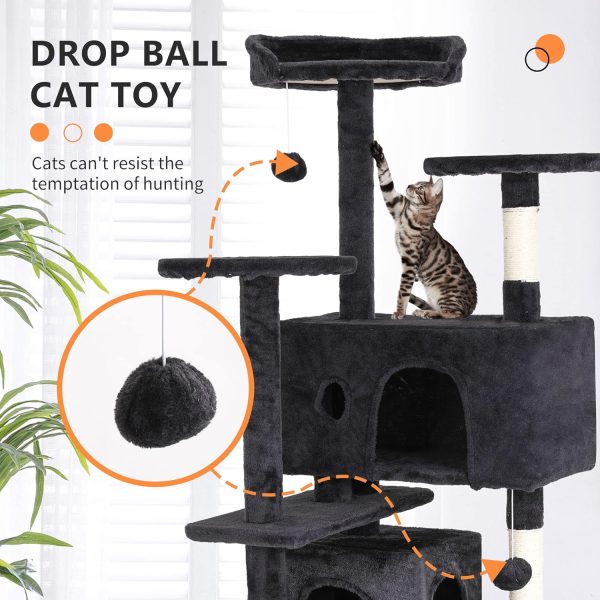 BestPet 54in Cat Tree Tower for Indoor Cats,Multi-Level Furniture Activity Center with Scratching Posts Stand House Condo Funny Toys Kittens Pet Play House,Dark Gray - Image 3