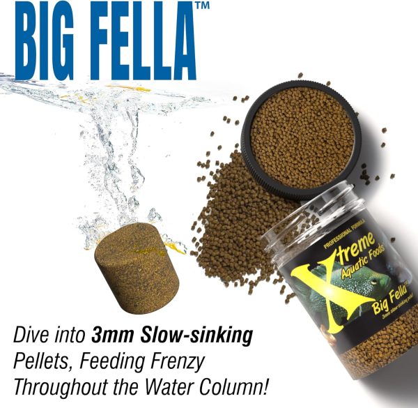 Xtreme Big Fella 3.0mm Pellets: Professional Nutrition for Medium to Large Cichlid/Community Fish - Boost Immune & Digestive Health, Color & Energy, Max Protein Fish Food – USA Farm Grown (9oz) - Image 4