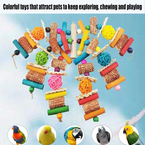 Bird Toys, Parrot Toys for Large Birds, Natural Peppered Wood African Grey Parrots, Macaws, Cockatoos, Amazon Parrot chew Toys, Aviary Hanging Toys - Image 4