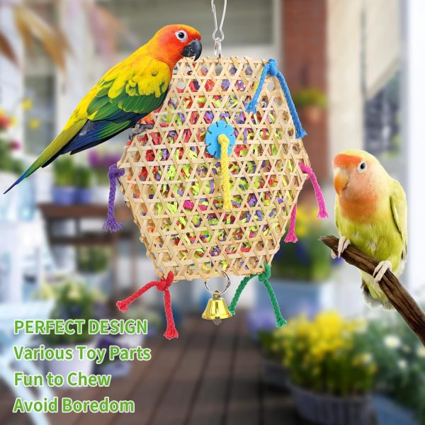 Bird Parrot Toys，2 Pack Bird Hanging Foraging Shredder Toys for Small Medium Small Bird Conure Cockatiel Parrotlet Lovebird Budgie - Image 5