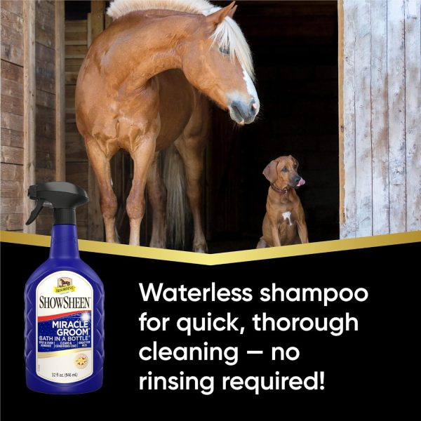 Absorbine ShowSheen Miracle Groom Waterless Shampoo, 5-in-1 Formula for Coat, Mane & Tail, 32oz - Image 3