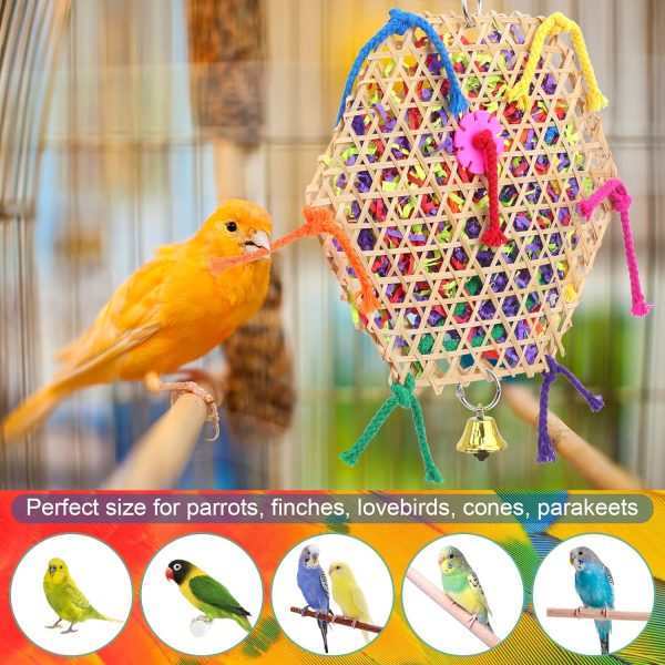 Bird Parrot Toys，2 Pack Bird Hanging Foraging Shredder Toys for Small Medium Small Bird Conure Cockatiel Parrotlet Lovebird Budgie - Image 6