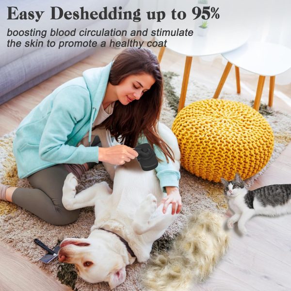 Self Cleaning Shedding Brush - Skin Friendly Grooming Tool for Dogs, Cats, and Puppies, Deshedding and Hair Removal for Long and Short Haired Pets, Black - Image 5