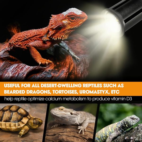 Premium UVB Reptile Light Full Spectrum for Optimal Calcium Metabolism,Desert 10.0 Bulb 3W UVA UVB Ideal for Desert-Dwelling Reptiles Bearded Dragons Tortoises - Image 3