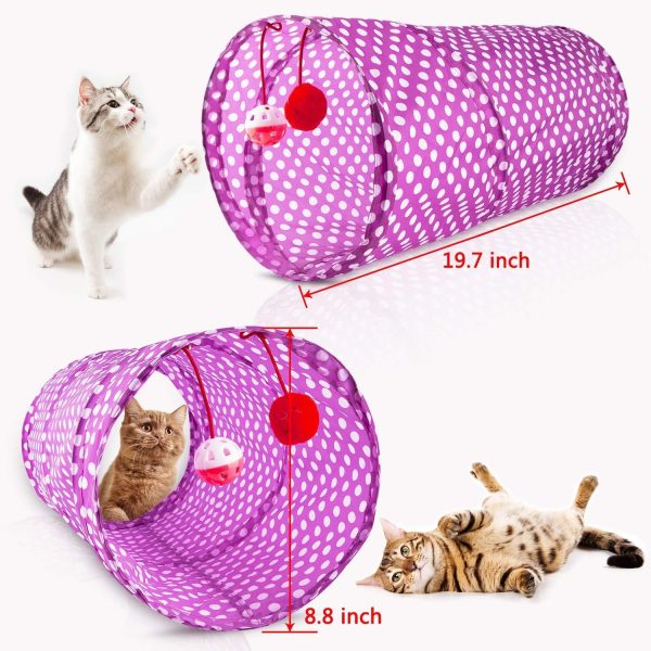 MIBOTE 28Pcs Cat Toys Kitten Toys Assorted, Cat Tunnel Catnip Fish Feather Teaser Wand Fish Fluffy Mouse Mice Balls and Bells Toys for Indoor Cat Puppy Kitty Interactive Cat Toy Set - Image 3