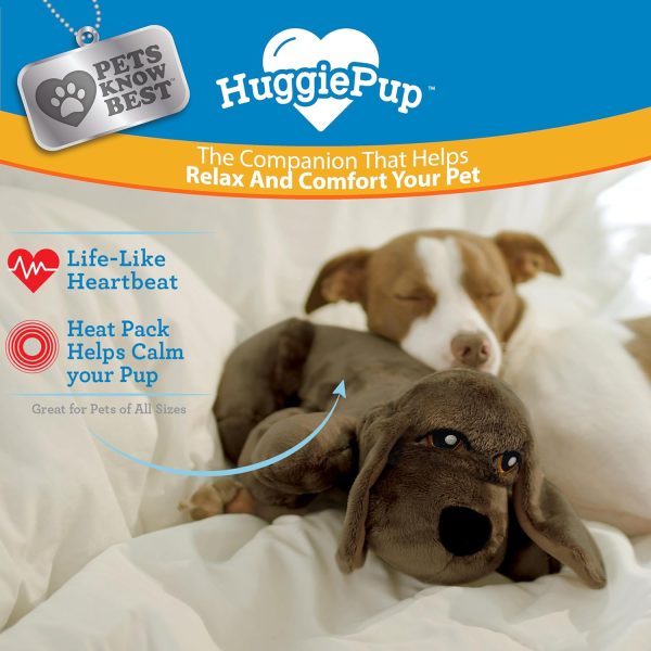 Pets Know Best presents HuggiePup - Cuddly Puppy Behavioral Aid Toy, Great for Crate Training- Pulsing Heartbeat, Heating Pack- Chocolate Dog - Image 2